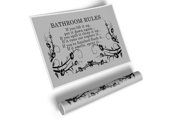 Bathroom Quote Bathroom Rules 2 Grey