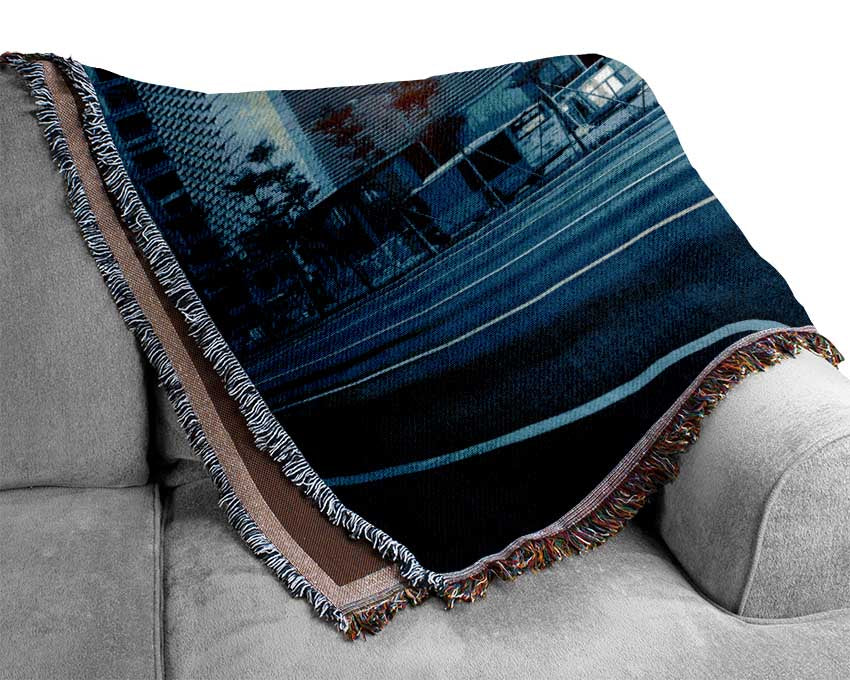 Blue city sunglare Woven Blanket