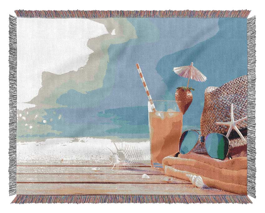 Relax by the beach Woven Blanket