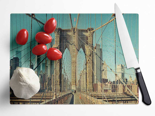 Amazing NYC Bridge Glass Chopping Board