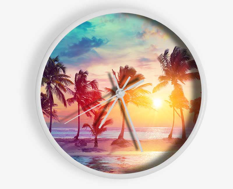 Hawaii Sunset sea Clock - Wallart-Direct UK