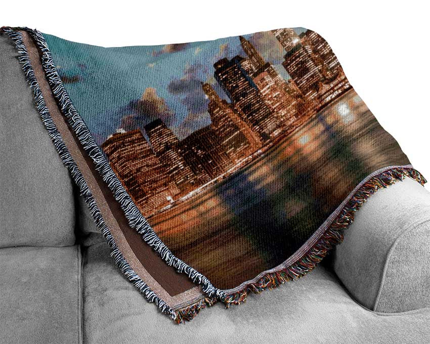 New york deep blue skies Woven Blanket