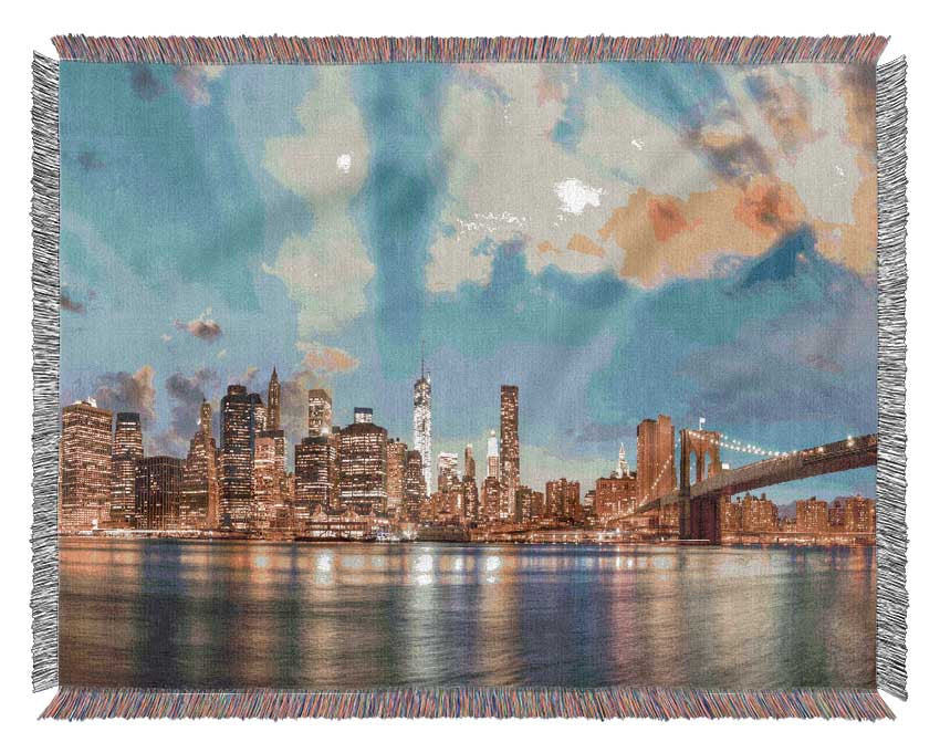 New york deep blue skies Woven Blanket