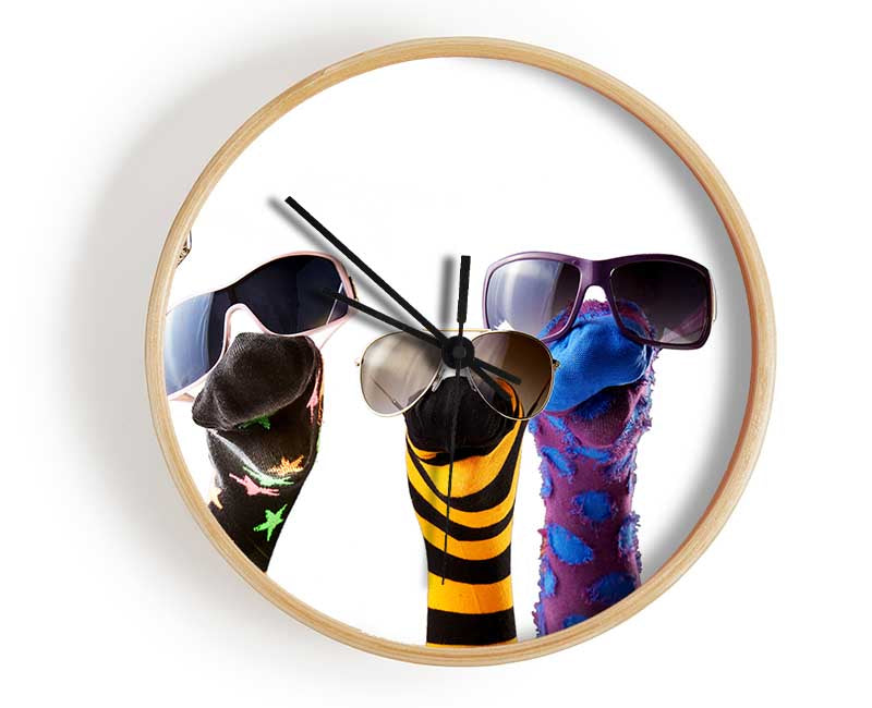 Sock Puppets with shades Clock - Wallart-Direct UK