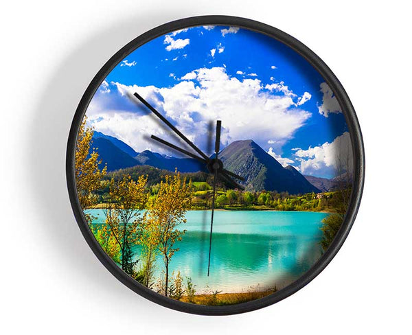 Blue Lagoon deep blue skies Clock - Wallart-Direct UK