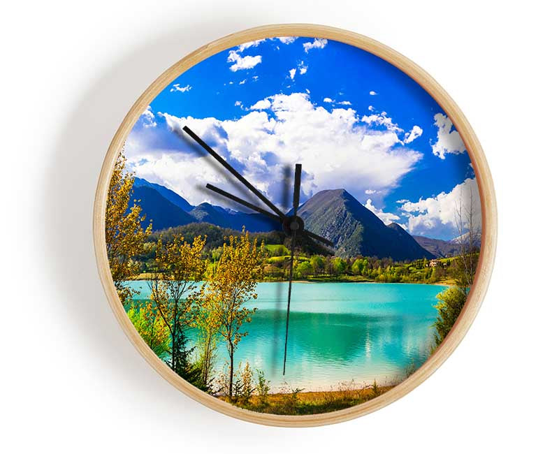 Blue Lagoon deep blue skies Clock - Wallart-Direct UK