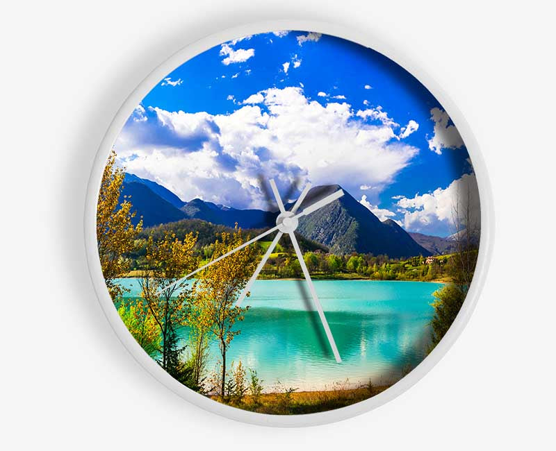 Blue Lagoon deep blue skies Clock - Wallart-Direct UK