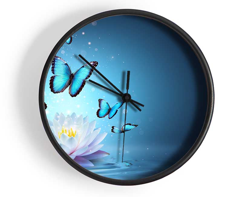 Butterflies above the lilly Clock - Wallart-Direct UK