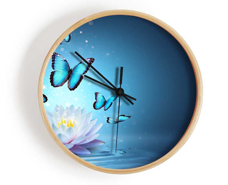 Butterflies above the lilly Clock - Wallart-Direct UK