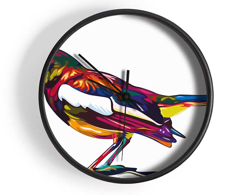 Colour splash blackbird Clock - Wallart-Direct UK