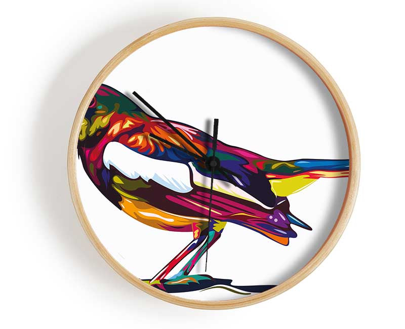 Colour splash blackbird Clock - Wallart-Direct UK