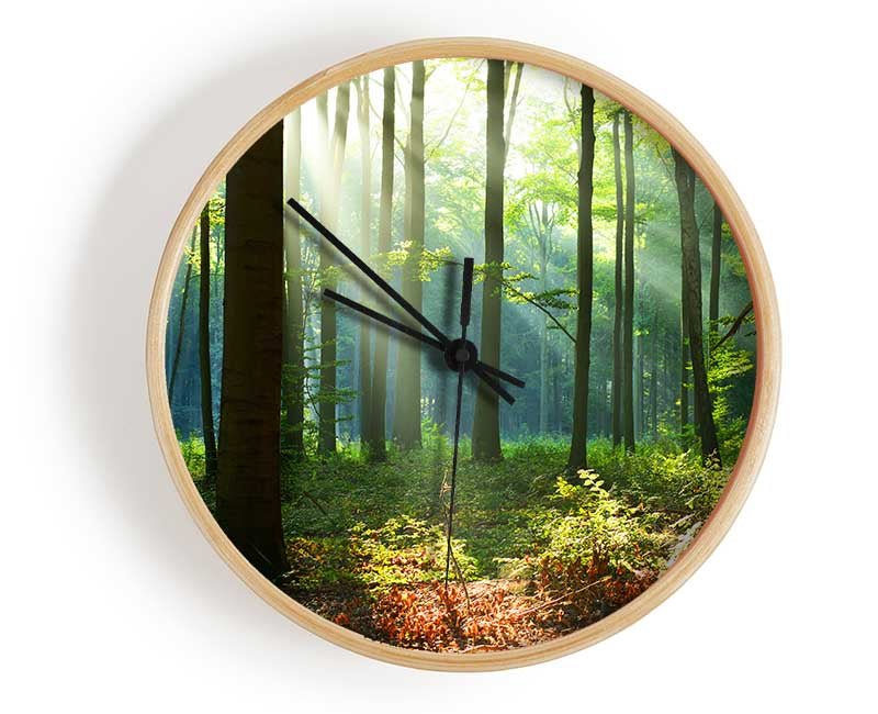 Woodland Blues and greens Clock - Wallart-Direct UK