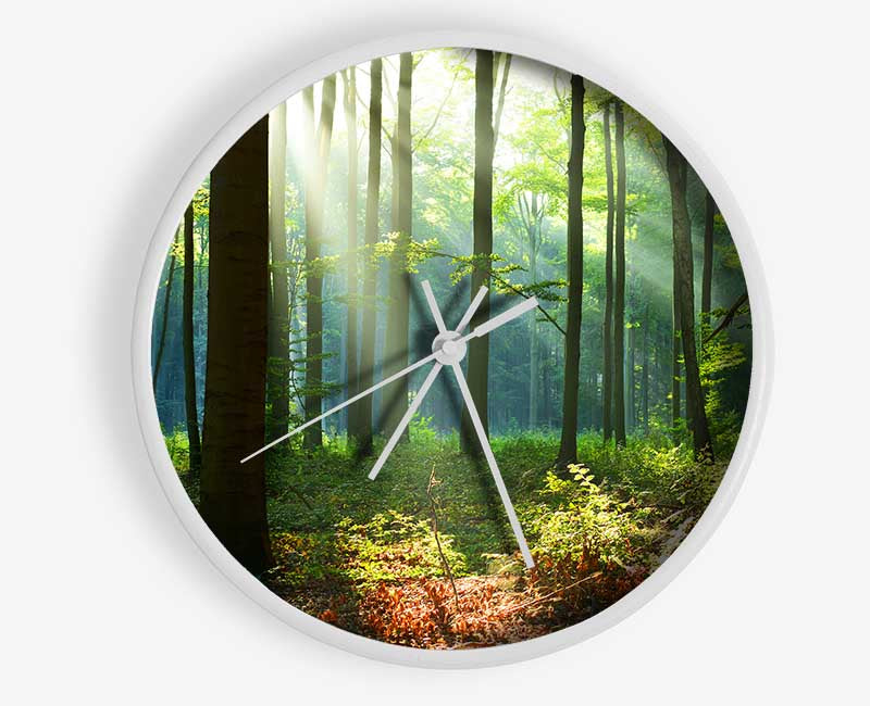 Woodland Blues and greens Clock - Wallart-Direct UK