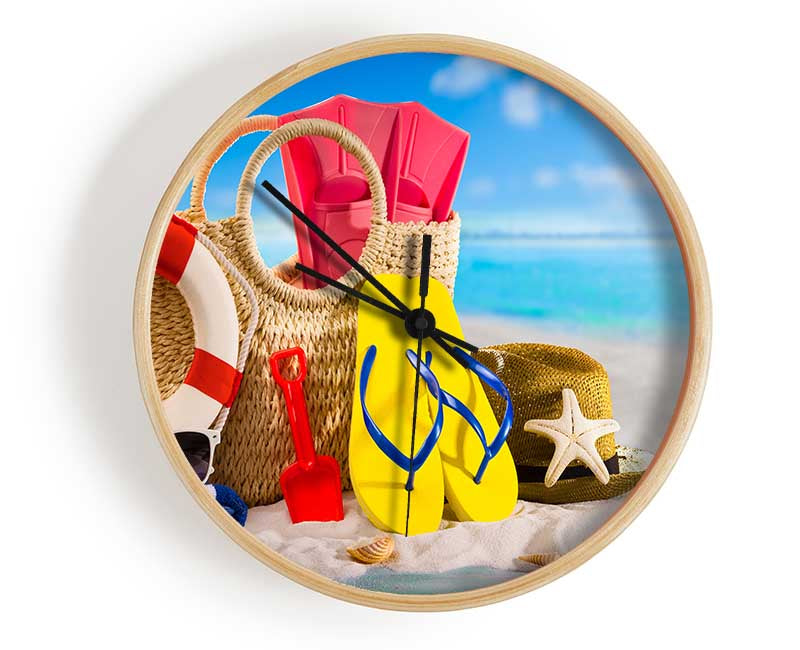 On the beach fun Clock - Wallart-Direct UK