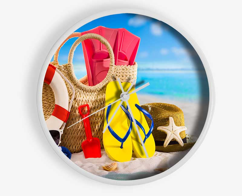 On the beach fun Clock - Wallart-Direct UK