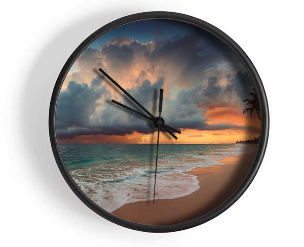 Grey Clouds on the beach Clock - Wallart-Direct UK