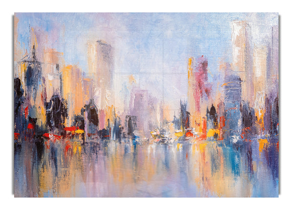 City in acrylic paints