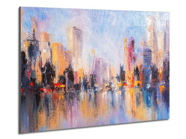 City in acrylic paints