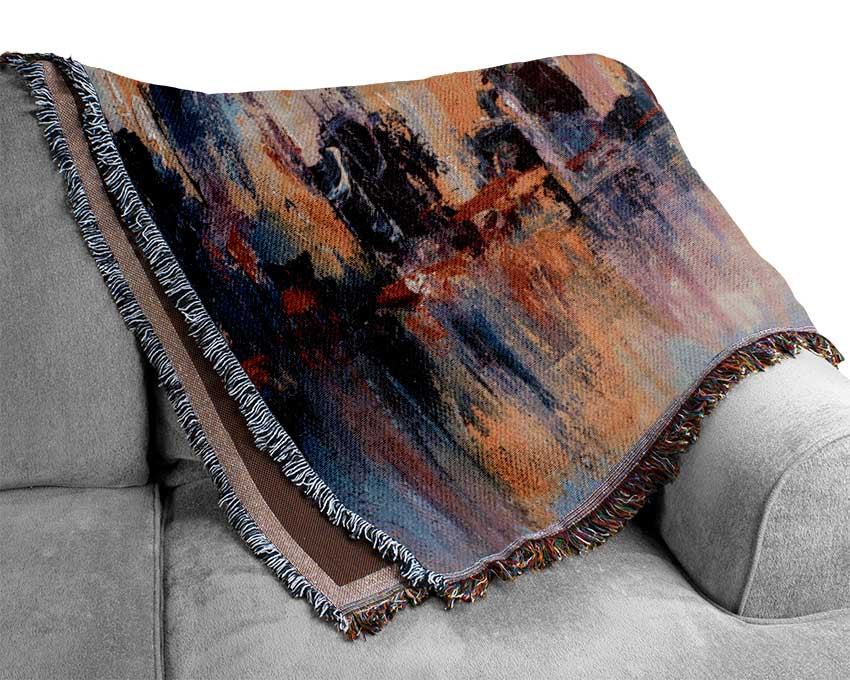 City in acrylic paints Woven Blanket