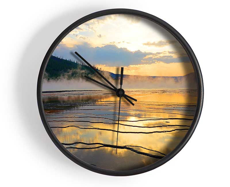 Frozen lake sunset Clock - Wallart-Direct UK