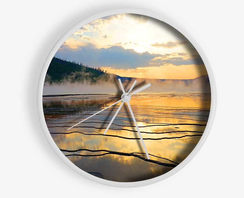 Frozen lake sunset Clock - Wallart-Direct UK