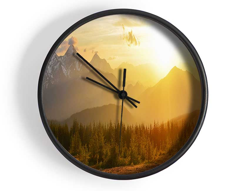 Tall mountains in the sunset Clock - Wallart-Direct UK