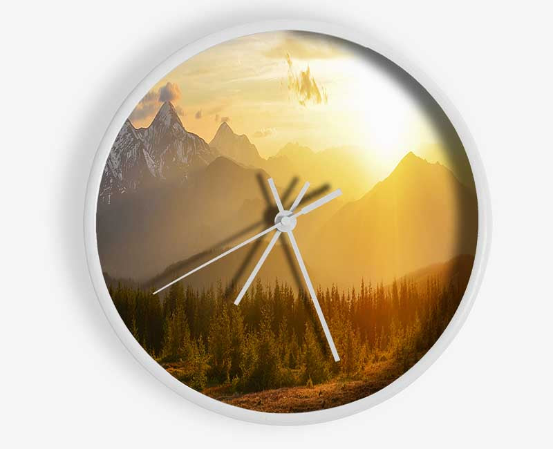 Tall mountains in the sunset Clock - Wallart-Direct UK