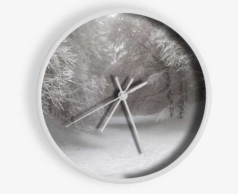 Grey snow forest Clock - Wallart-Direct UK