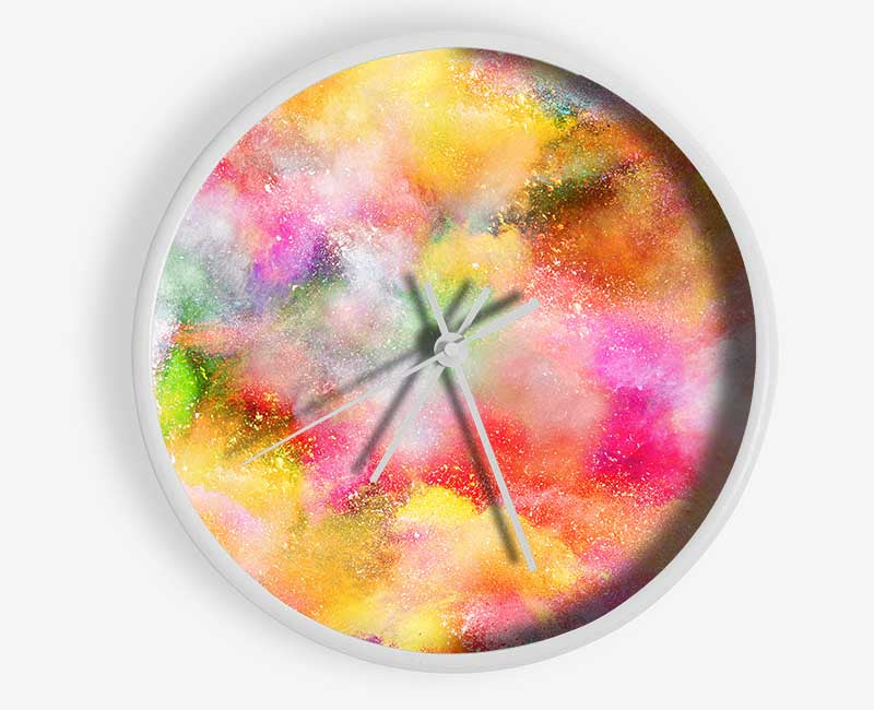 Clouds of rainbow powder Clock - Wallart-Direct UK