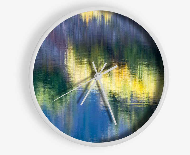 Green and blue reflections staggered Clock - Wallart-Direct UK