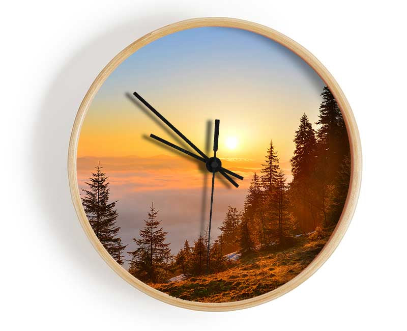 Orange Woodlands in a sunset Clock - Wallart-Direct UK