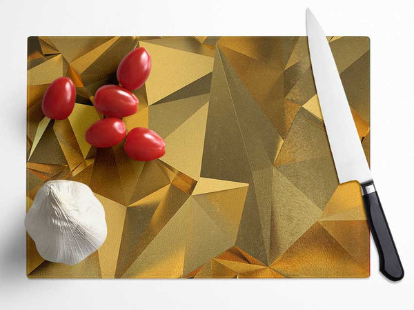 Gold Triangles closeup Glass Chopping Board