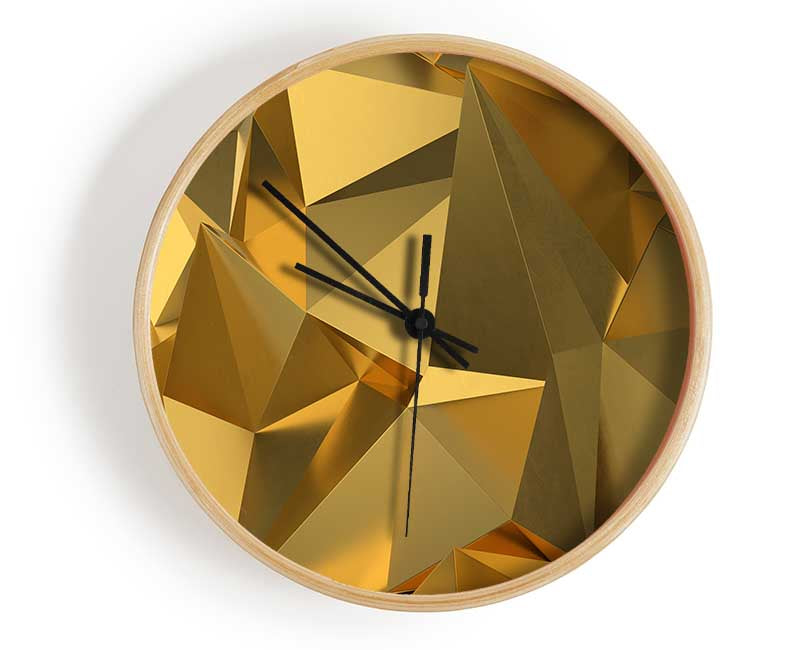 Gold Triangles closeup Clock - Wallart-Direct UK