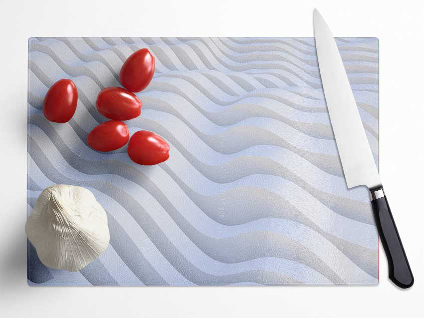 Wavy shapes in white Glass Chopping Board