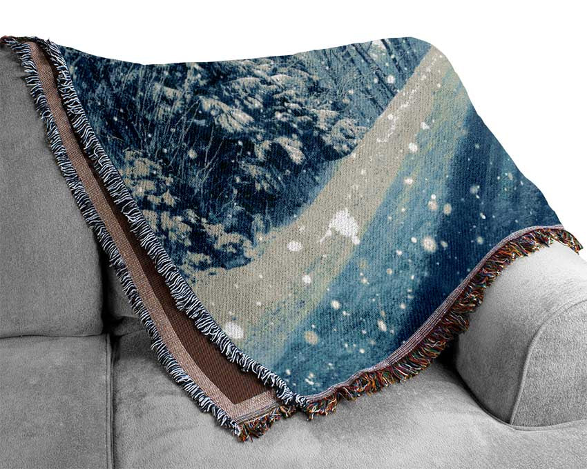 Icy British roads Woven Blanket