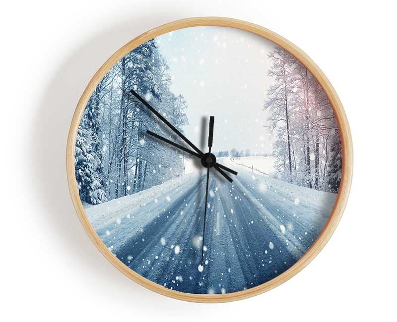 Icy British roads Clock - Wallart-Direct UK