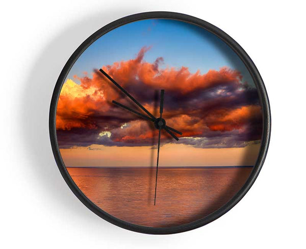 Red glowing clouds above the sea Clock - Wallart-Direct UK