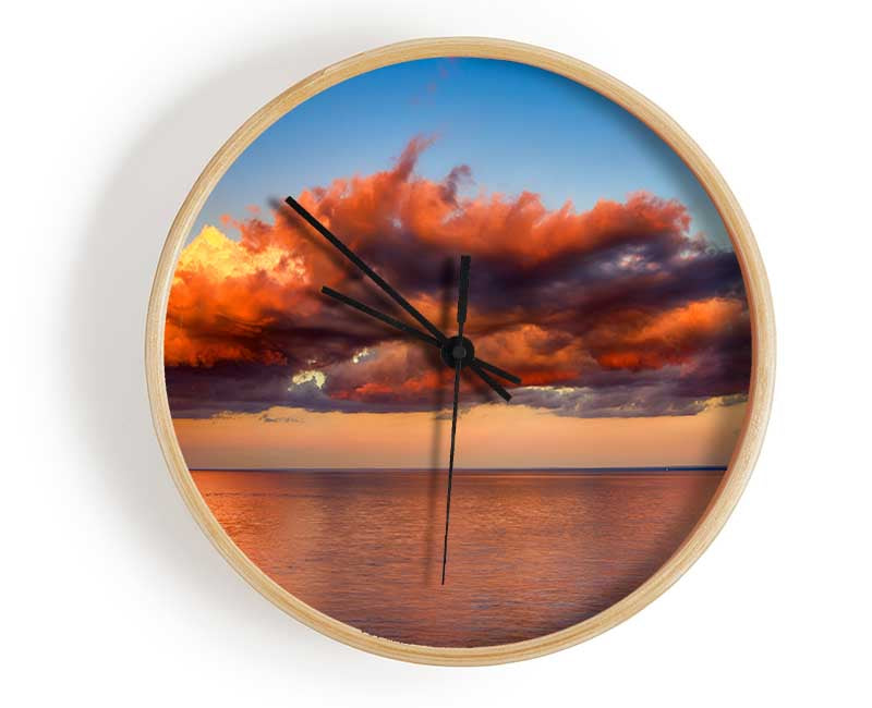 Red glowing clouds above the sea Clock - Wallart-Direct UK