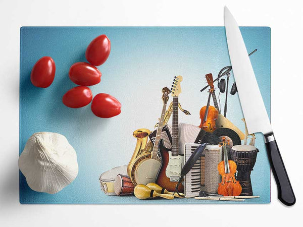 Musical instruments band Glass Chopping Board