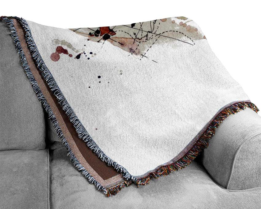 Dove in flight watercolour maps Woven Blanket