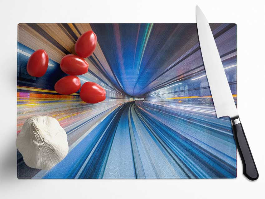 Tunnel of light and colour Glass Chopping Board