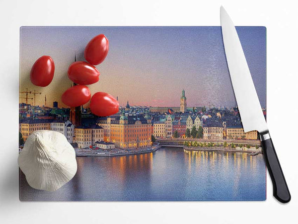 Stockholm city on the waterfront Glass Chopping Board