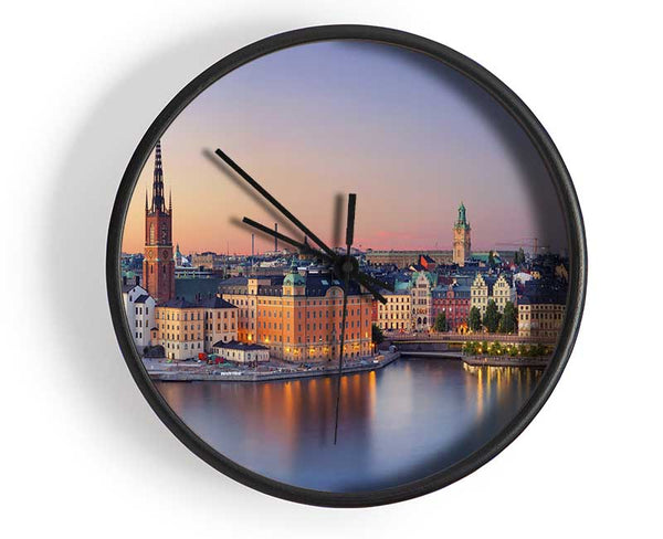 Stockholm city on the waterfront Clock - Wallart-Direct UK