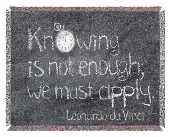 Leonardo da vinci quote chalks Woven Blanket