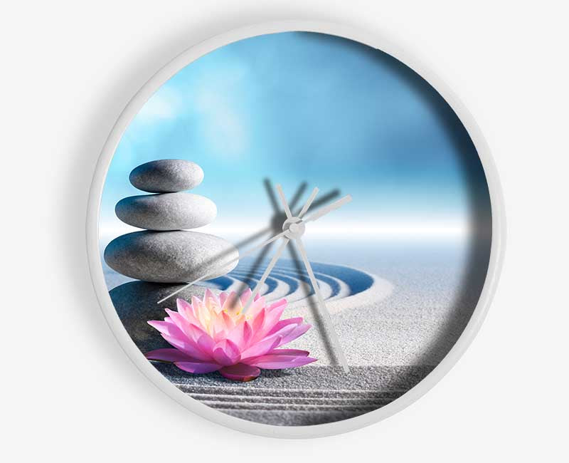 pebbles on zen beach lilly Clock - Wallart-Direct UK