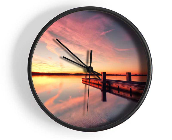 Sunset off the jeti Clock - Wallart-Direct UK