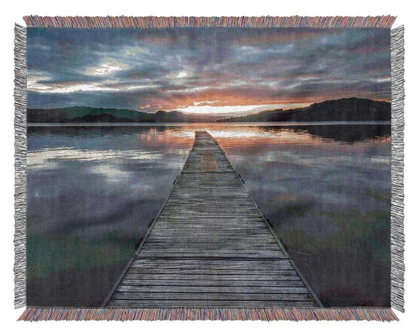 Bridge on the water sun Woven Blanket