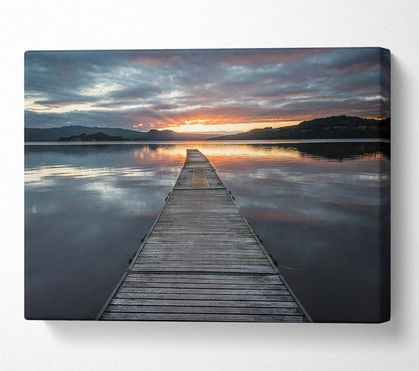 Picture of Bridge on the water sun Canvas Print Wall Art