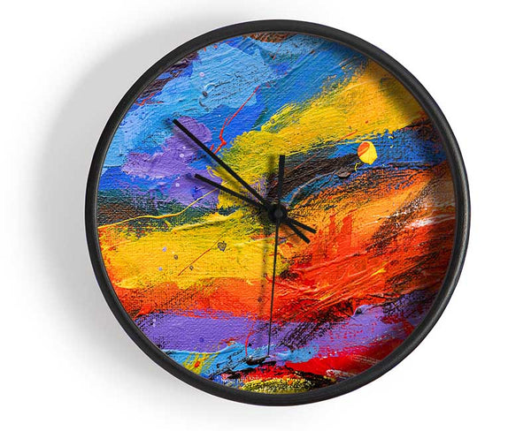 Oil painting Colour Splash Clock - Wallart-Direct UK