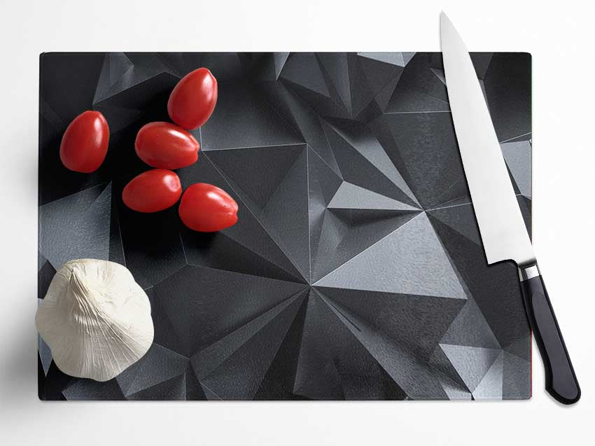 Grey triangles close up isometric Glass Chopping Board